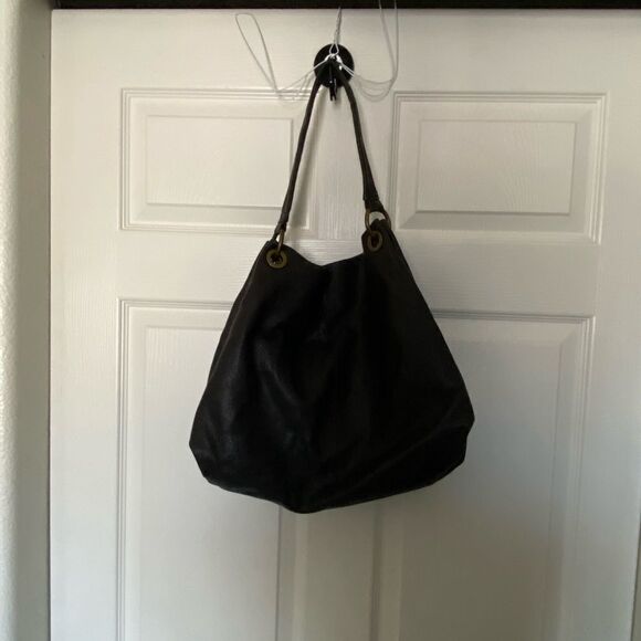 SIMPLY VERA  DARK BROWN SOFT THICK PEBBLED LEATHER BAG - Picture 4 of 11